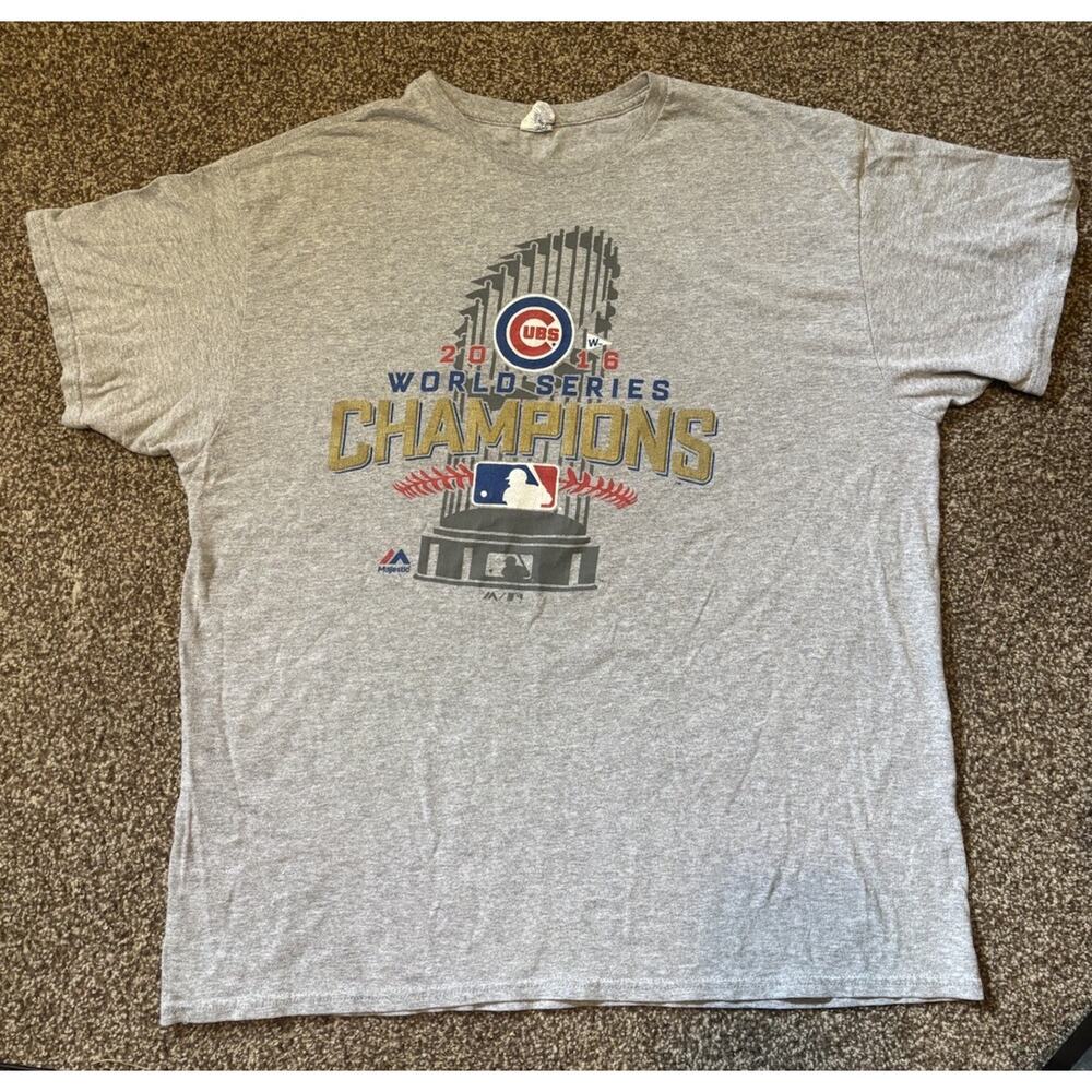 Vintage Chicago Cubs 2016 World Series Champions MLB Baseball Gray T-Shirt XL